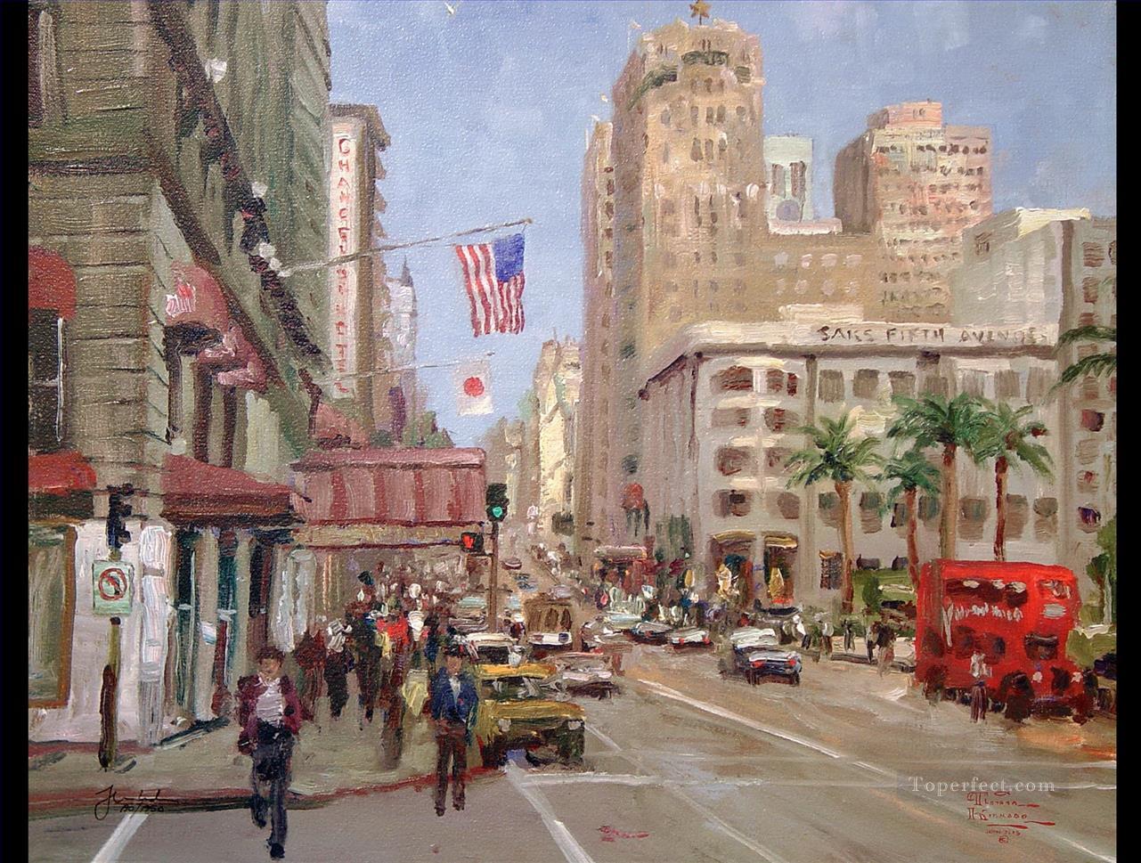 Union Square San Francisco TK cityscape Oil Paintings